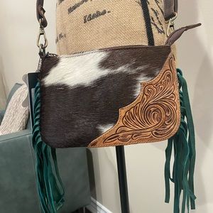 NWT American Darling Brown/White Cowhide with tooling and Fringe